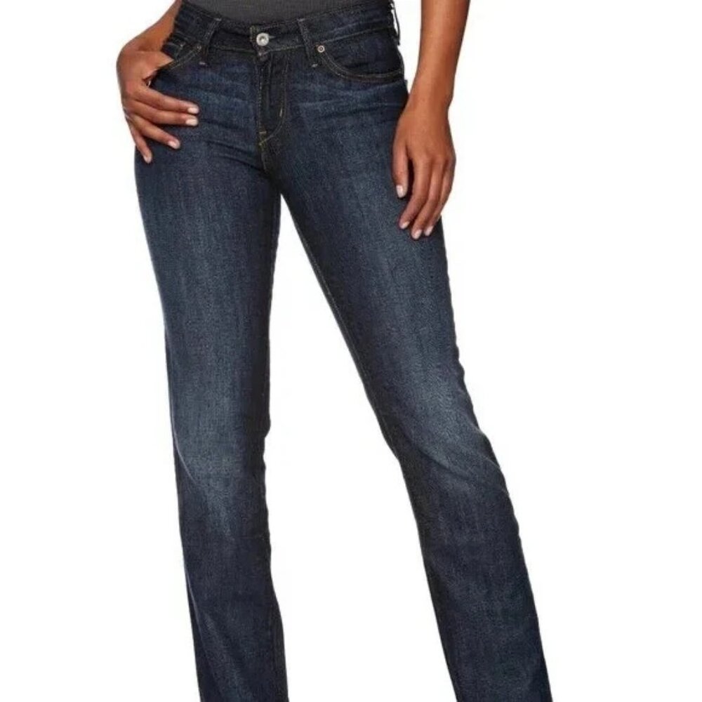 Bold Curve Mid Rise Dark Wash Denim Straight Leg Jeans